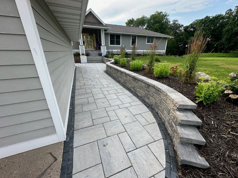 Stunning Front Yard Makeover with Retaining Wall image